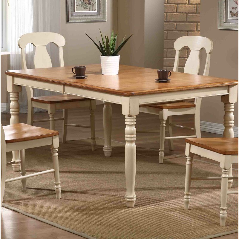 Finian Extendable Rubberwood Solid Wood Dining Table 